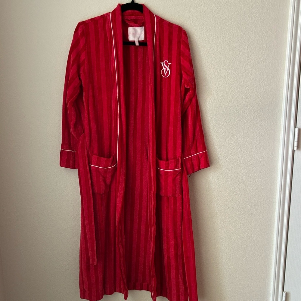 Victoria's Secret Red Striped Robe